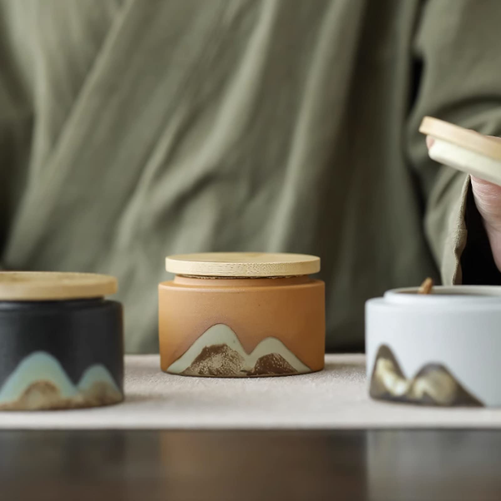 Pojemnik na kawę z pokrywką Przenośny ceramiczny słoik na herbatę, retro, uszczelniony Puszki na herbatę(Biały)