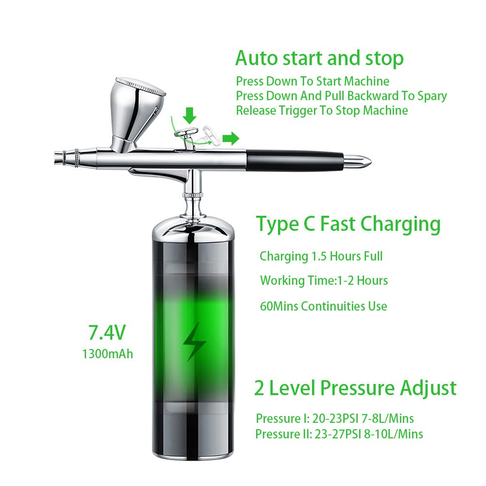 Airbrush Make Up Set Compressori Mini Professionali per Trucco Cosmetici Nail Art Design Automotive con Clean Kit
