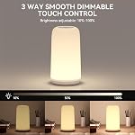 Touch Bedside Table Lamp, 3 Way Dimmable Small Lamp for Bedroom, LED Lamp with Warm White Sensory Fiber Optic Lights, Multi-Color Smart Nightstand Lamp Night Light for Reading Living Room Home Gifts