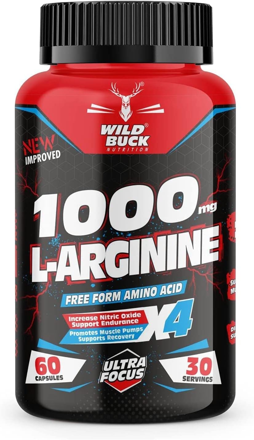 kute L Arginine 1000mg Nitric Oxide Precursor Supplement for Massive Pumps, Maximum