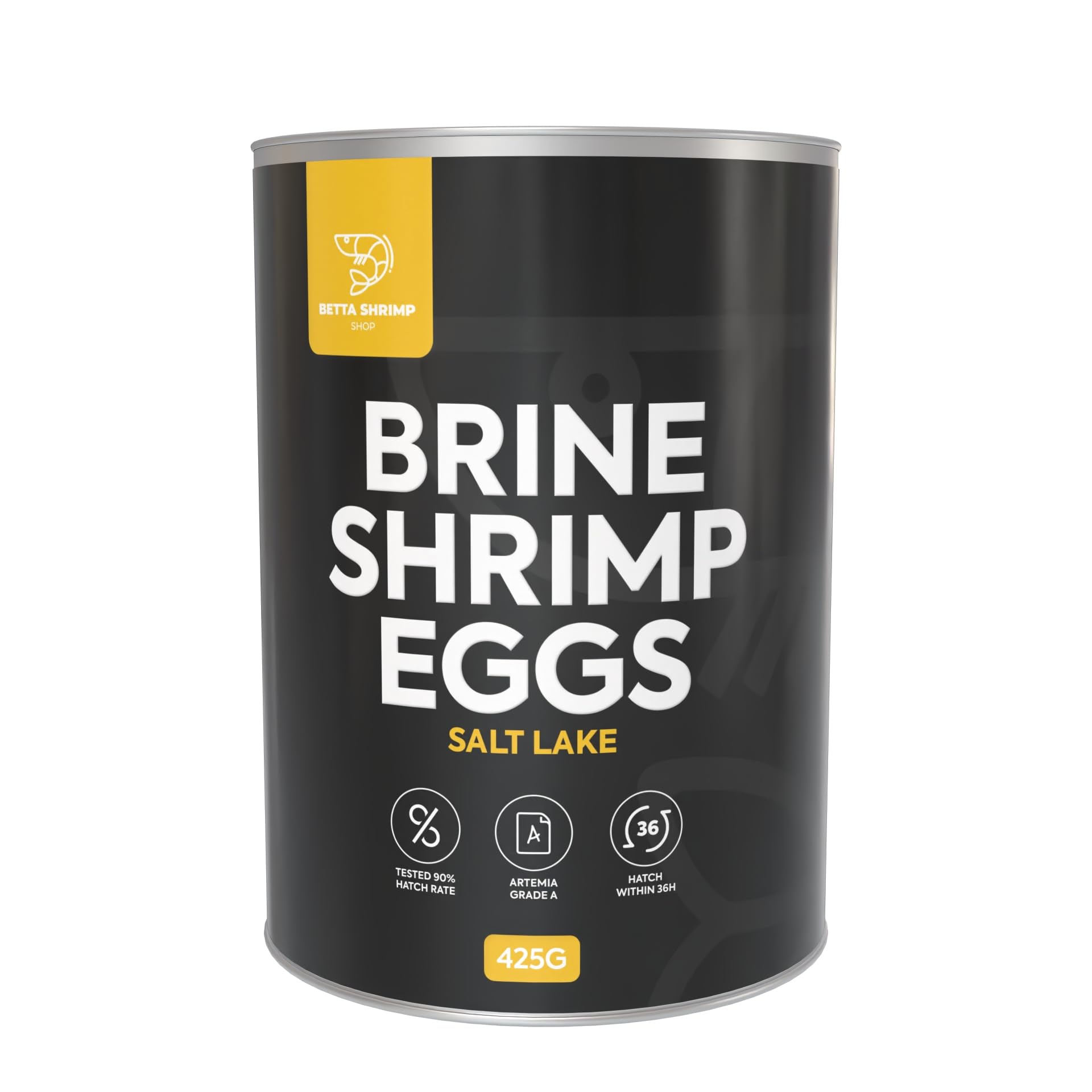 BSS Baby Brine Shrimp Eggs TIN, Artemia Hatching, Salt Lake - GRADE A, 90% RATE (1 Tin 425g)