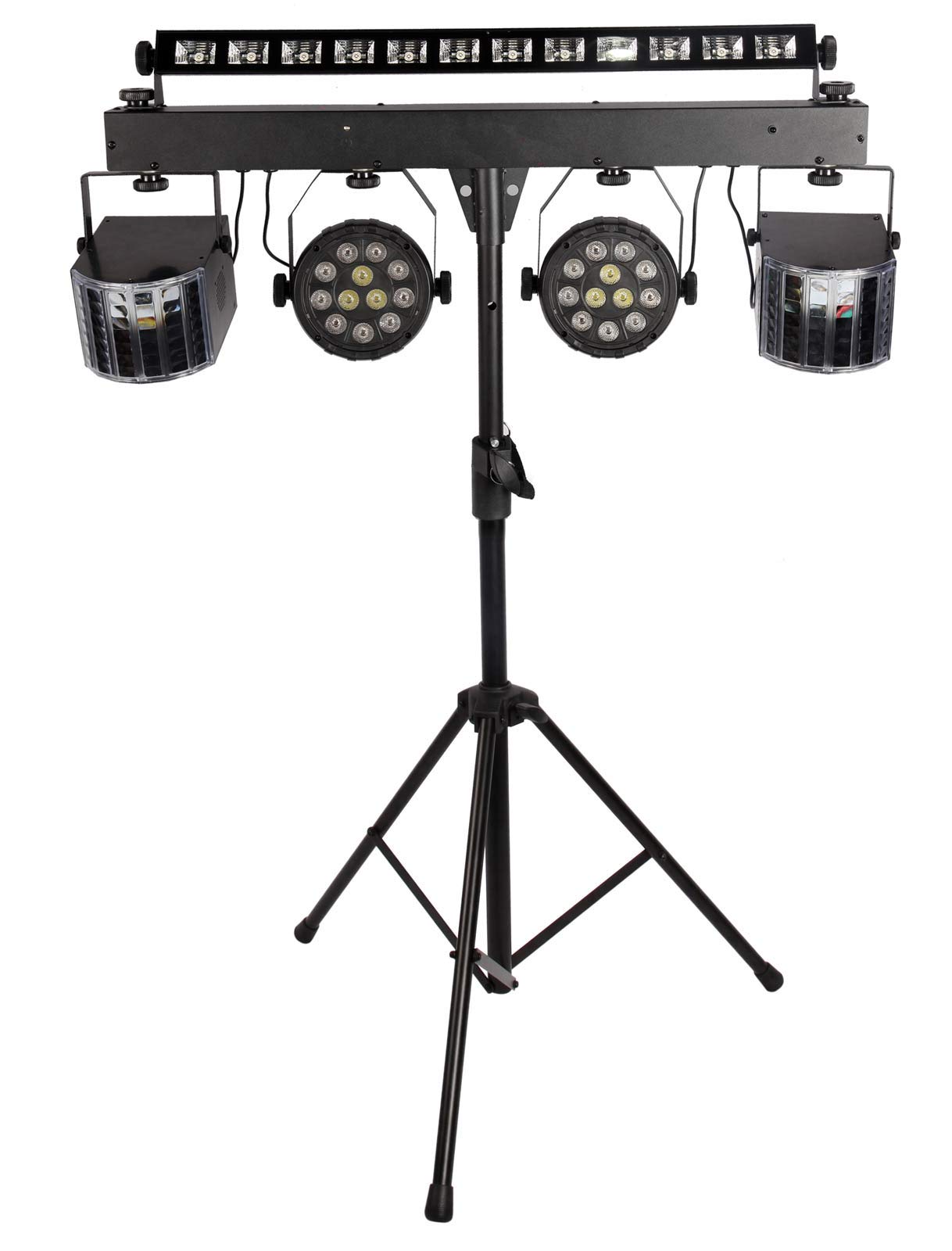 E-Lektron STAGE-BAR 5-fach LED RGBW & UV DMX Lichteffekt Lichtanlage Set mit Stativ, inkl. Tragetasche