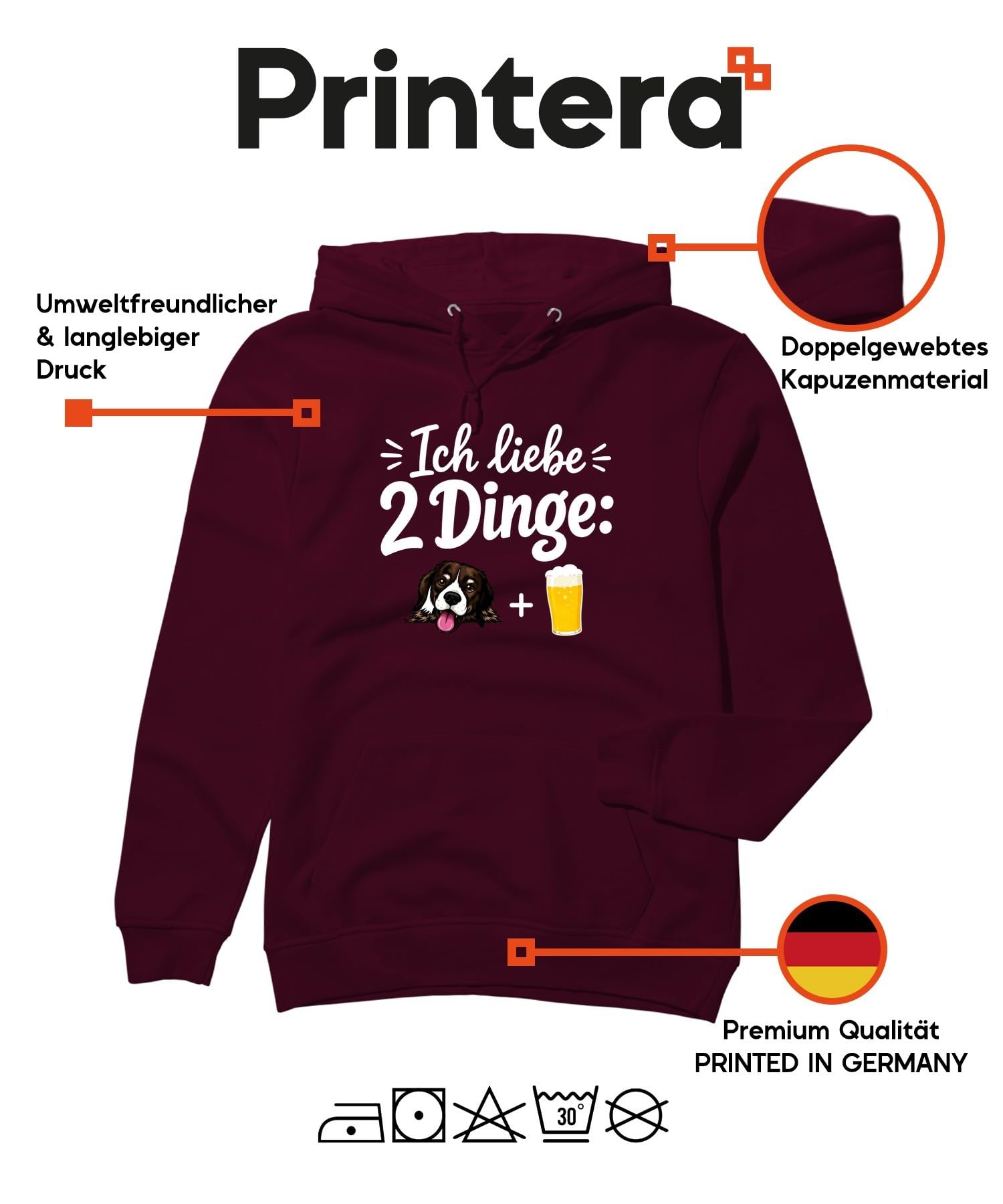 Ich Liebe 2 Dinge Dog Bier Statement Hoodie