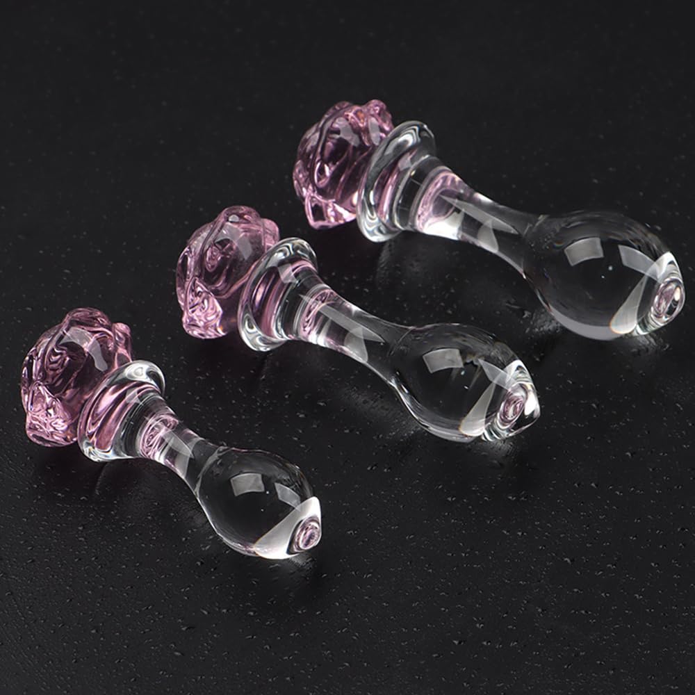 Crystal Glass Butt Plug,Mini Pink Glass Anal Plug, Anal Masturbation Plug for Men Women Gay and Couples: Transparent/Pink