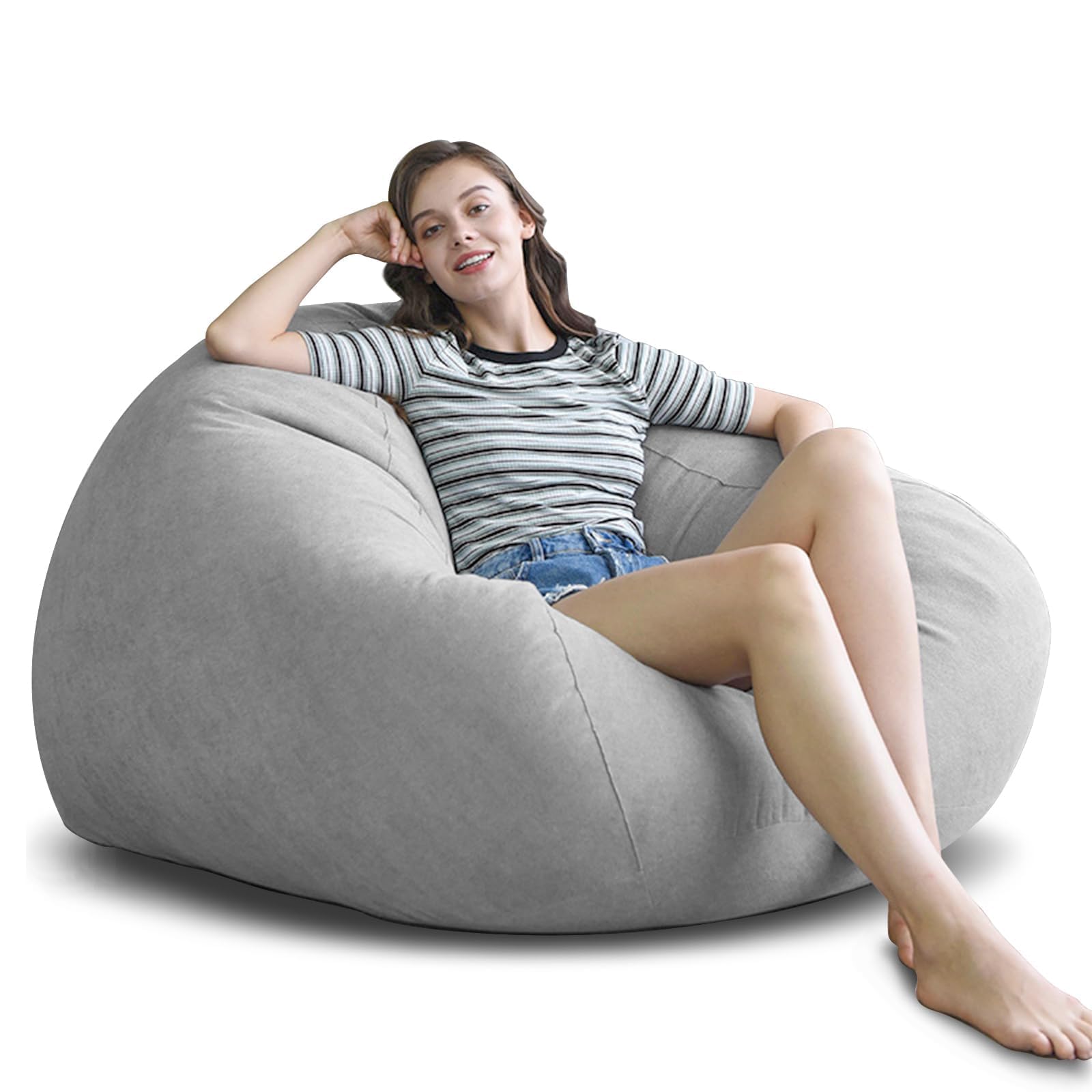 ビーズクッション 特大 人をダメにするクッション 怠け者ソファ 柔らかい 大人 子供 豆袋 座布団 疲労解消 軽量 洗えるカバー リラックスソファ Bean Bag Chair (グレー, M)