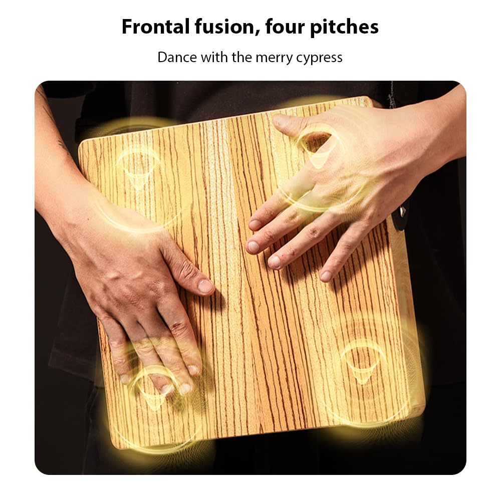 HUIOP Cajón Tambor de Madera 3 en 1 Instrumento de Percusión de Tambor de Mano Plano con Correa Ajustable Tambor de Caja portátil para Principiantes Viajes Fiesta Tambores de Mano