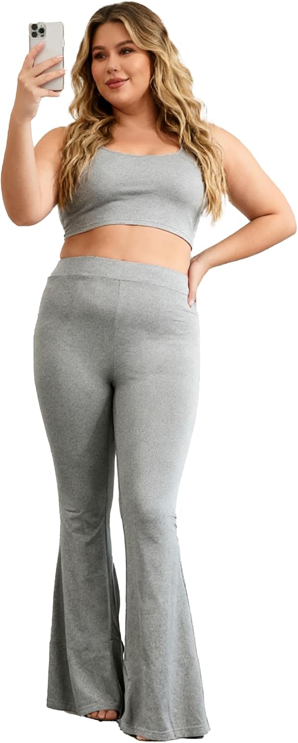 Plus-Size Casual Pants for Women high-Waisted Bell Bottoms Yoga