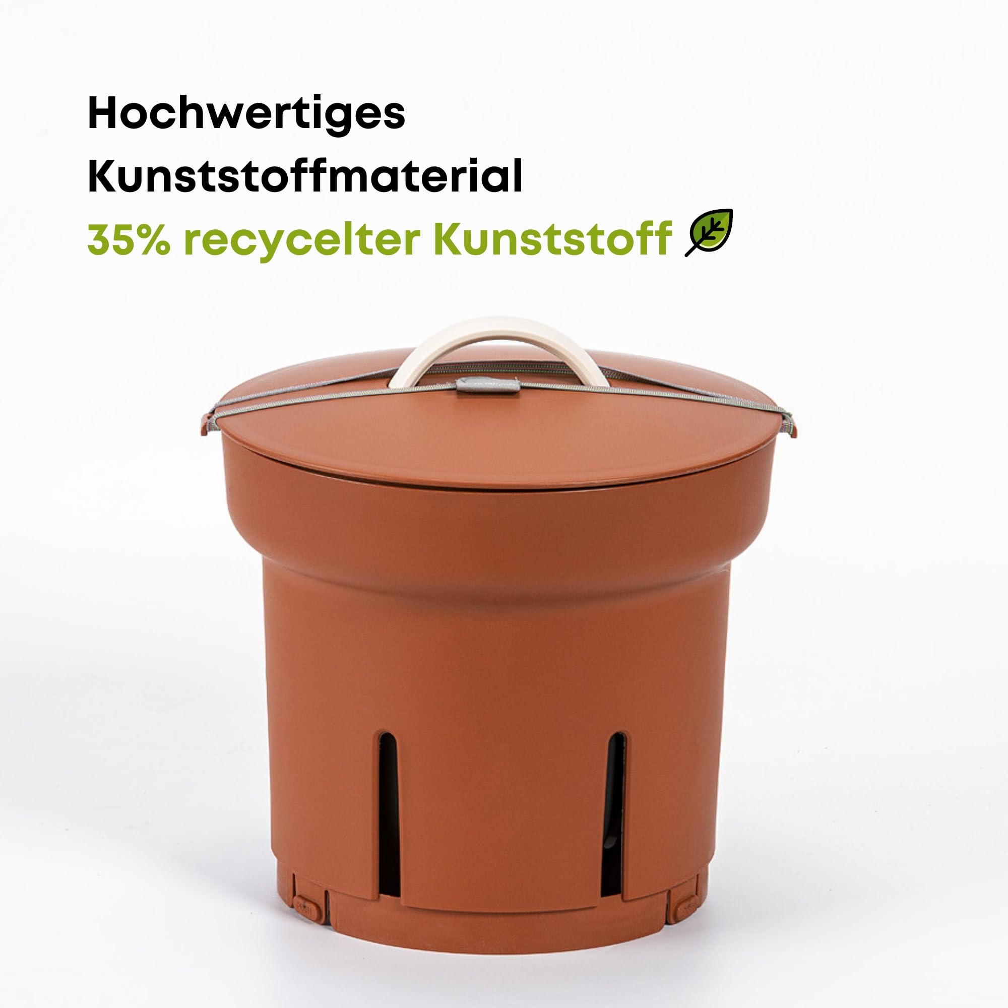 Urbalive Beetkomposter für Wurmkompost 12L - Garten unterirdisch Wurmkomposter zum Eingraben - Design Wurm Beetbox Komposter aus Recyceltem Kunststoff, Terrakotta
