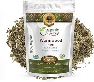Organic Way Wormwood Herb Cut & Sifted (Artemisia Absinthium) - Herbal Tea | European Wild-Harvest | Kosher & USDA Certified | Vegan, Non-GMO & Gluten Free | 100% Raw from Albania (1 Pound (Pack of 1))