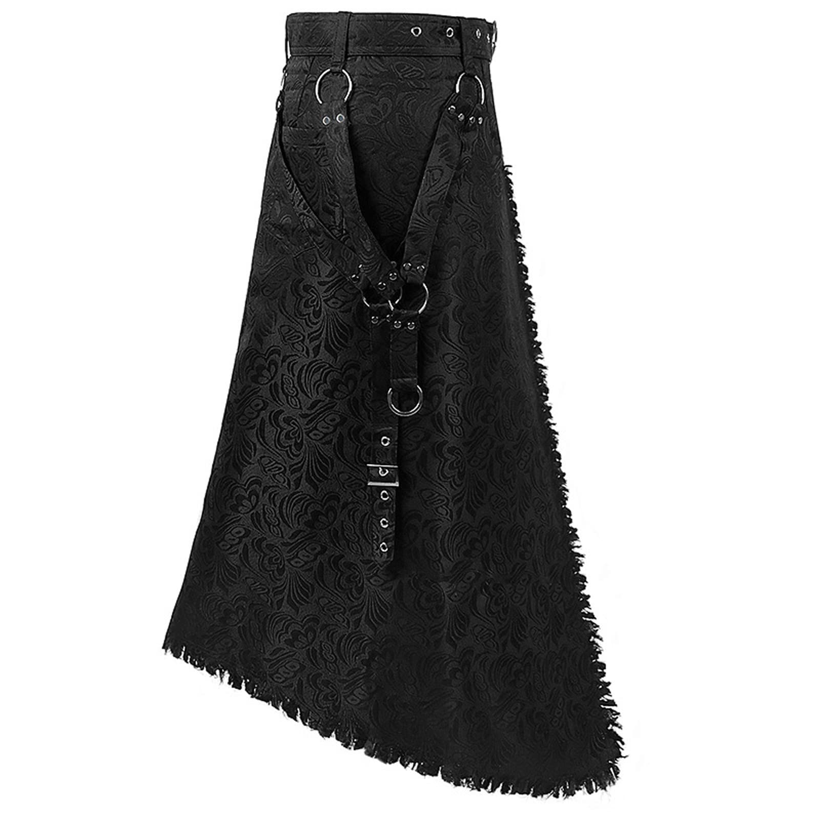 Jupe plissée pour homme gothique Steampunk médiéval traditionnel écossais en cuir Kilt Guerrier écossais avec poche pour Halloween