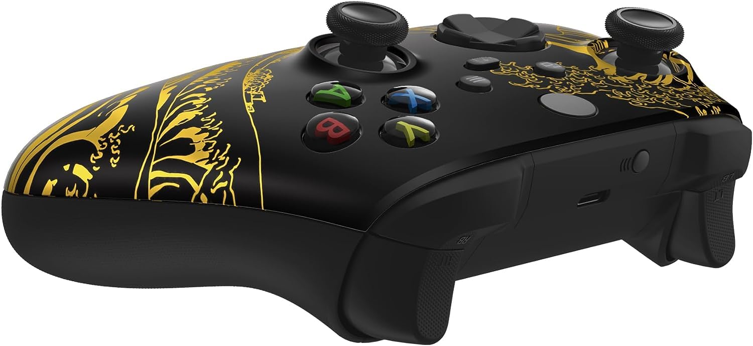 Custom Controllerzz Golden Waves Controller & Case Bundle – Includes Golden Waves Custom Wireless Controller for Xbox Series X/S, Xbox One, PC & Universal Protective Travel Case