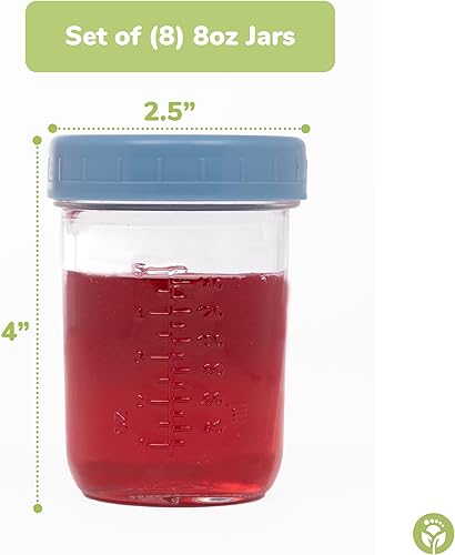 Miniatura 3 de WeeSprout Tarros de vidrio para almacenamiento de alimentos para bebés con tapas (8 onzas, juego de 8 unidades) para aperitivos, puré, leche