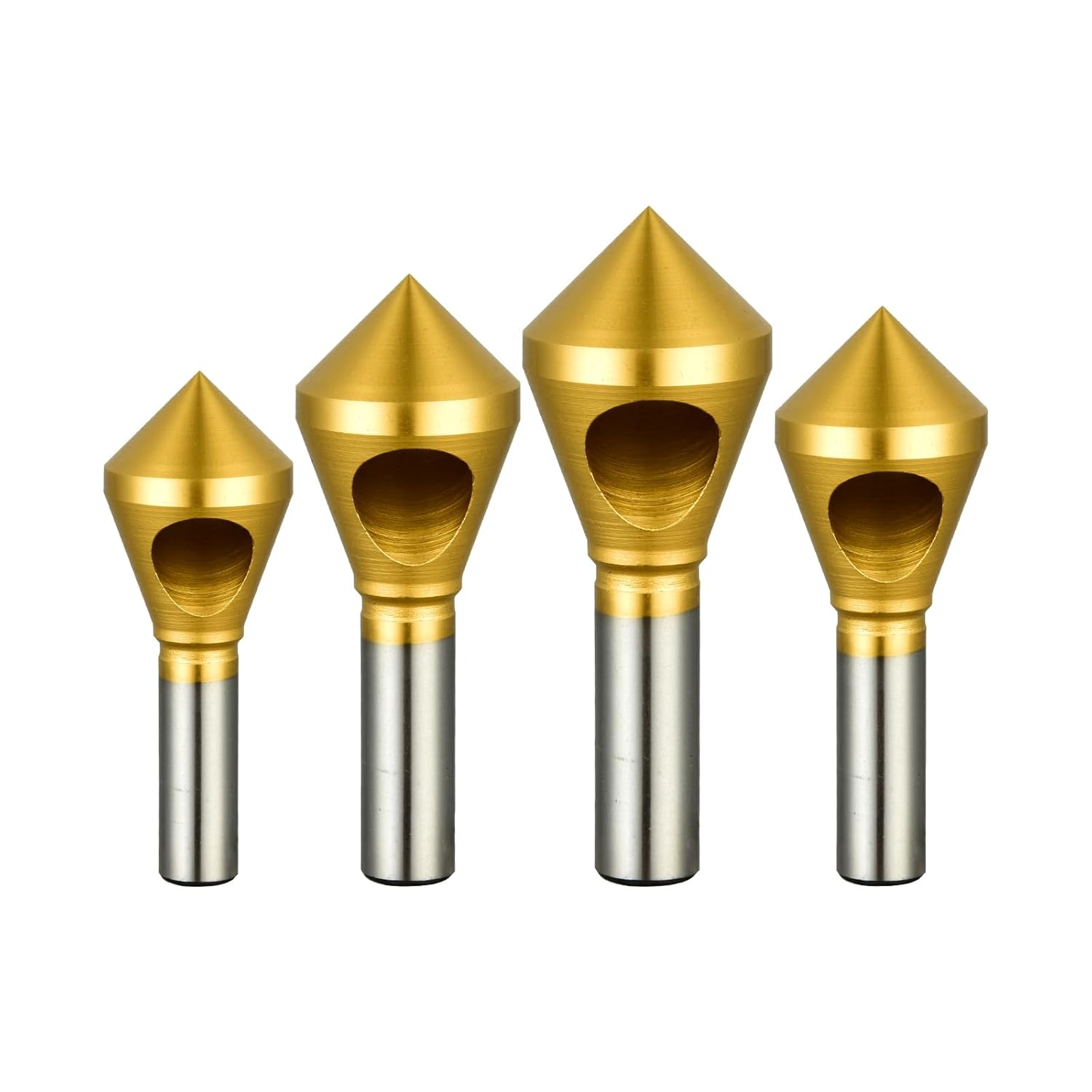 4pcs 90-Degree Countersink Chamfer Tool HSS-E deburring Tool DRINYOUNG(4pcs：2-5mm, 5-10mm, 6-14mm, 10-23mm M35)