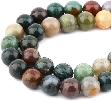 Bymitel 60 pcs Natural Genuine Real Round Loose Stone Beads Gemstone Spacers for Charm DIY Jewelry Making 15.5" per Strand 6mm Indian Agate, 6mm