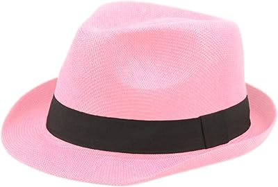 EPOCH Unisex Basic Cool Lightweight Summer Derby Fedora Trilby Adjustable Hat (LT Pink)