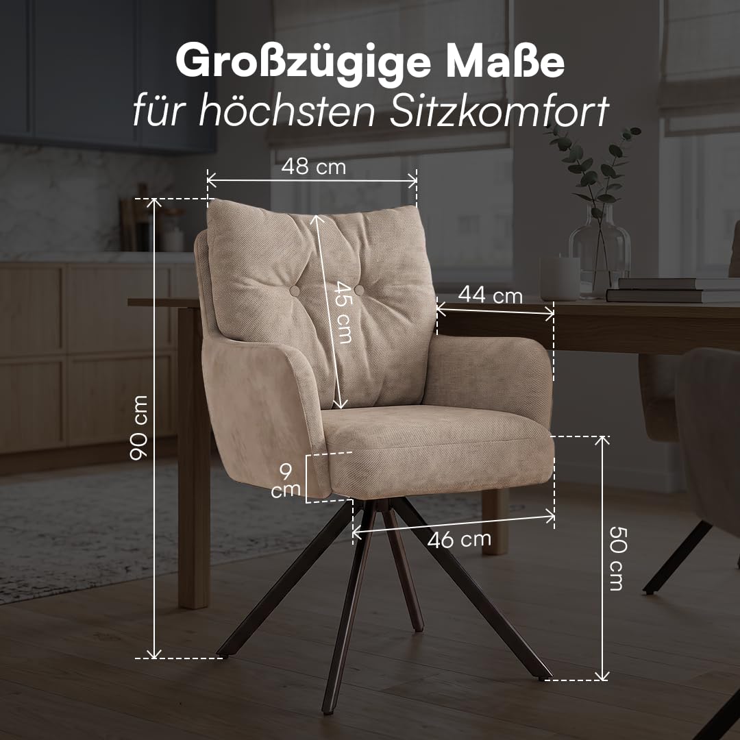 skølm Arvakr Esszimmerstühle drehbar 2er Set, Linen/Velvet Hellbraun