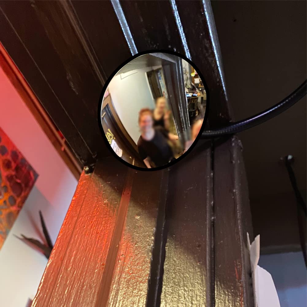 Espejo de seguridad para cubículo de seguridad con clip de cristal, 9.5 cm, seguridad personal y monitor de visión trasera, espejo convexo con marco (redondo)