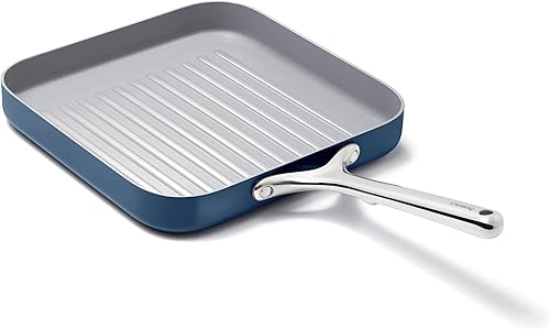 Caraway Sartén cuadrada para parrilla, sartén para parrilla de 11 pulgadas, revestimiento de cerámica antiadherente, no tóxico, sin PTFE ni PFOA,
