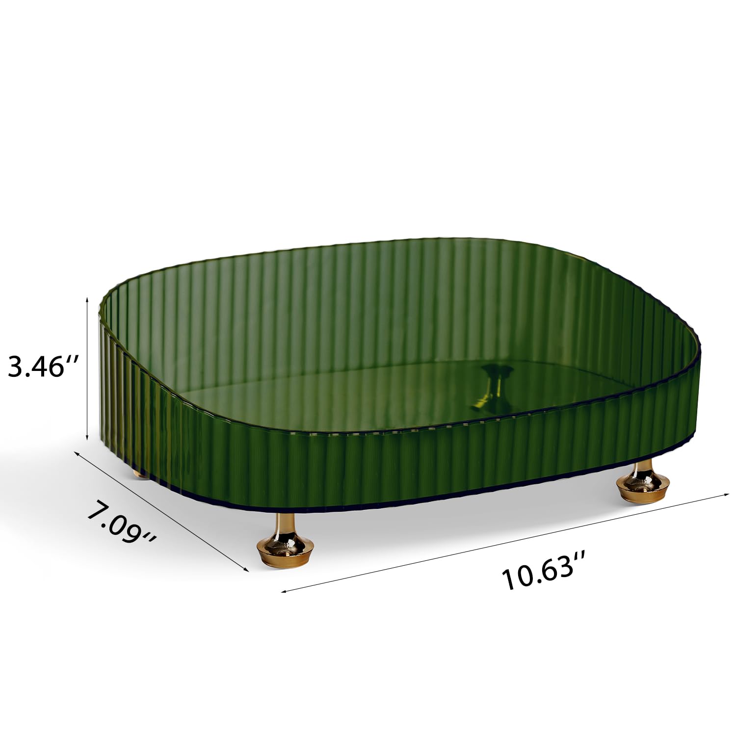 RAMFIYN Clear Acrylic Perfume Tray, Round Makeup Bathroom Trays for Counter, Decorative Vanity Trays for Bathroom Countertop for Dresser Tops - Green