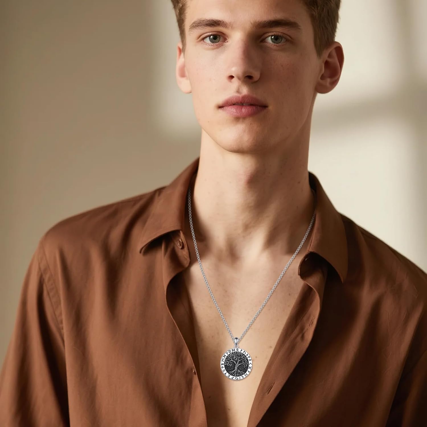 S925 Sterling Silver Cross/Memento Mori/Anchor/Lion/Om/Star Of David/Aztec Calendar/Eye Of Horus/Arrowhead/Saint Benedict Pendant 22+2" Stainless Steel Chain Necklace Jewelry Gifts for Men Women - Image 6