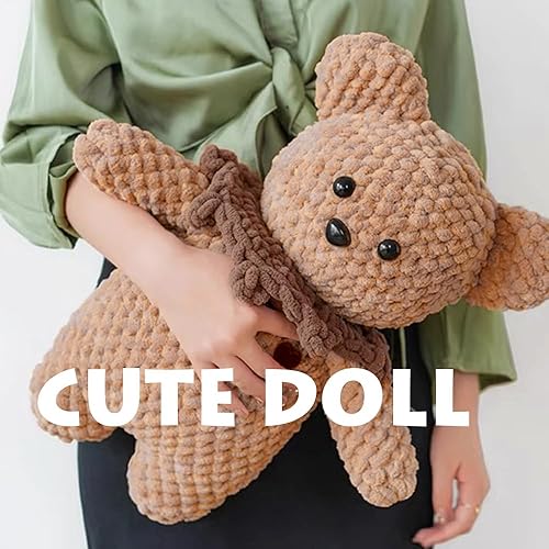 Miniatura 2 de Hilo de felpilla suave y grueso, hilo esponjoso para hacer ganchillo, hilo voluminoso jumbo, para tejer con el brazo (caqui oscuro, 1.1 libras)