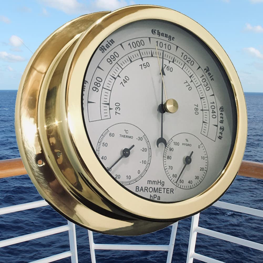 Stazione Meteo Analogica, 5,6 "stazione meteorologica del barometro aneroide, 3 su 1 umidità di temperatura e pressione dell'aria, for navigazione, aviazione, alpinismo, agricoltura, famiglia