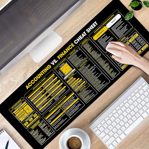 Image of Finance Accounting Cheat Sheet Mouse Pad KMH Quick Reference for Finance Students, Accountants, Mouse Mat Large Desk Mat, Essential Computer Accessories for Study, Work, and Reference Purposes