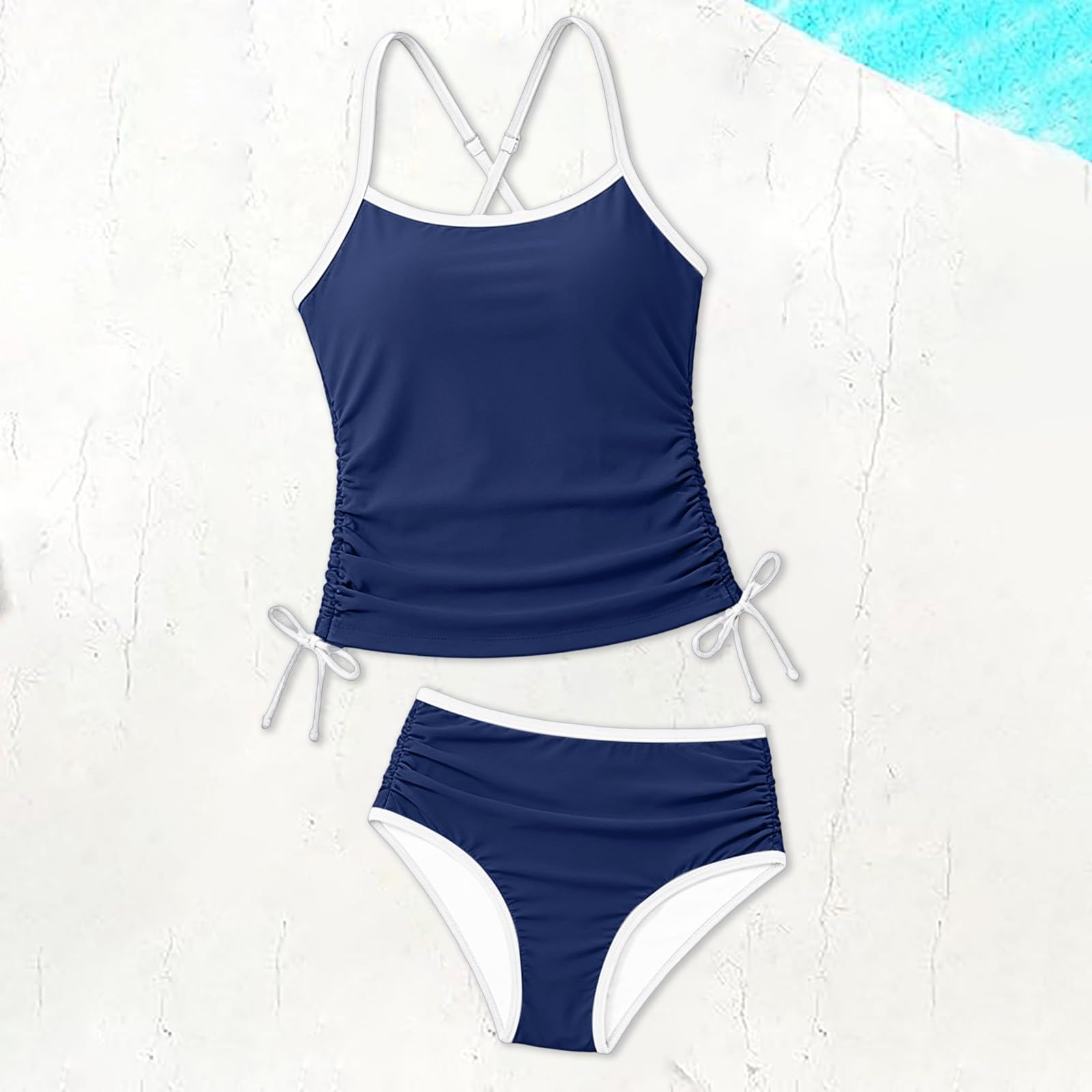 Maillot De Bain Ado Fille Deux Pièces Tankini pour Filles Ensembles De Bikini Haut + Slip Rash Guard Maillot De Bain Plage Joli Bikini avec Motif Floral Maillots De Natation