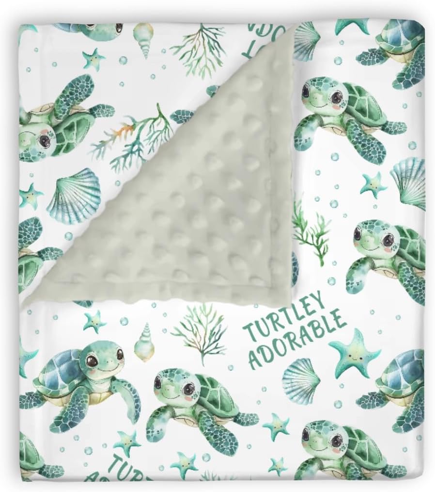 Mink Baby Boy Girl Blankets Under the Sea Turtle Animal, Ocean Creature Marine Life Double Layer Dotted Backing Receiving Swaddle, Newborn Infant Toddler Nursery Crib Bedding Shower Gift 30×40 Mink Baby Boy Girl Blankets Under the Sea Turtle Animal, Ocean Creature Marine Life Double Layer Dotted Backing Receiving Swaddle, Newborn Infant Toddler Nursery Crib Bedding Shower Gift 30×40