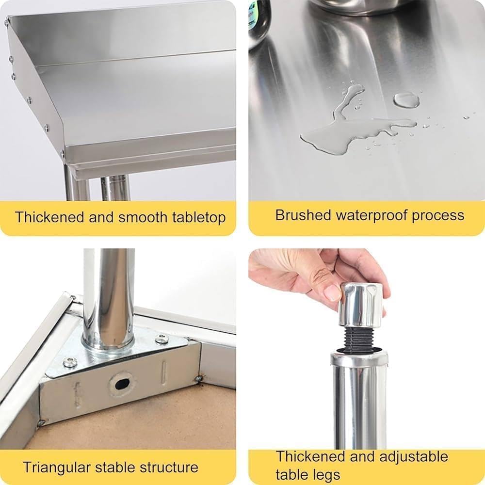 Mesa de preparación comercial resistente con protector contra salpicaduras y estante inferior, estación de trabajo de acero inoxidable para cocina, restaurante, catering