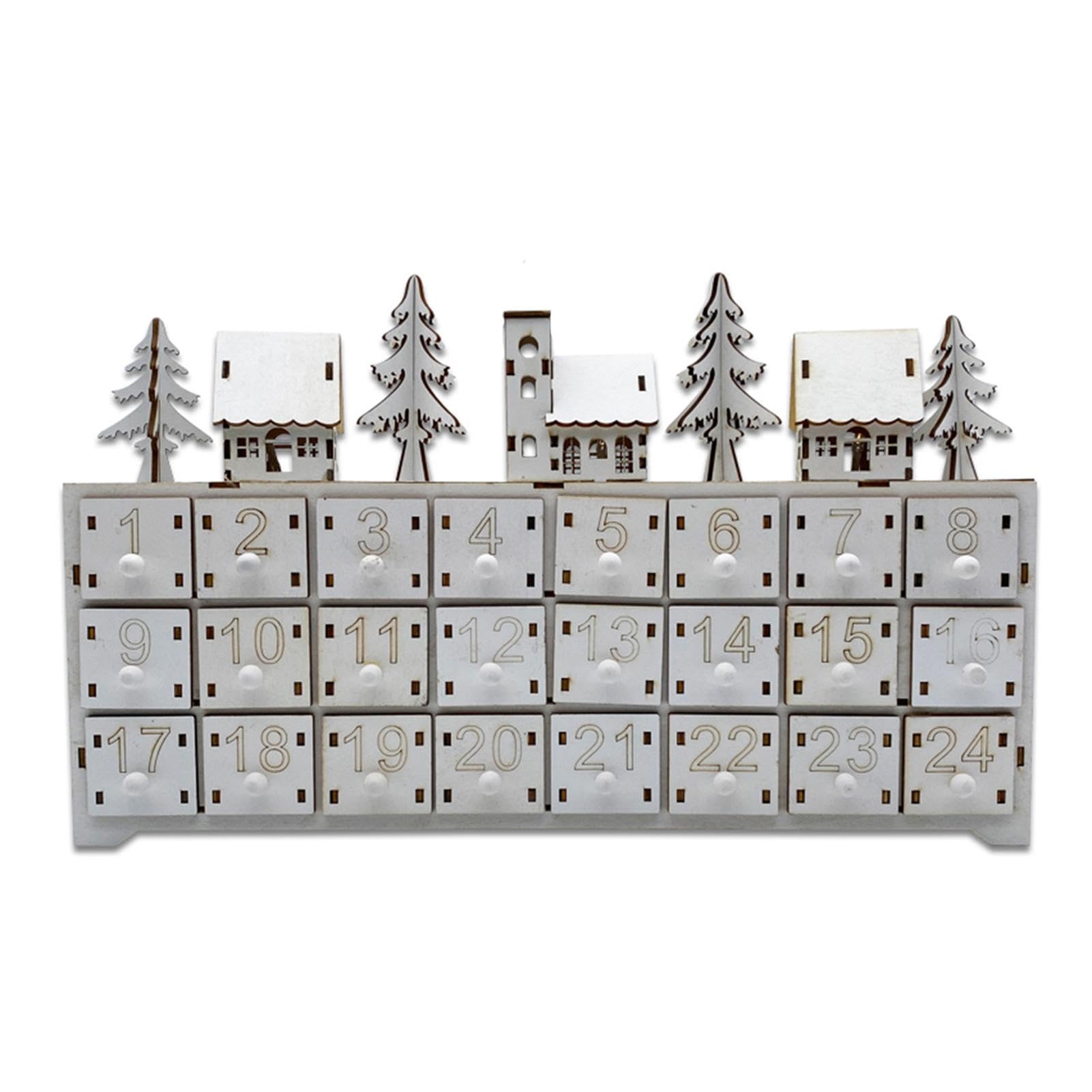 Calendarios de Adviento con Cajones Letreros Mesa 2024 Calendario Madera | Decoración Mesa Letreros Mesa Rústicos Madera LED Reutilizables Cuenta Atrás Adviento Decoración