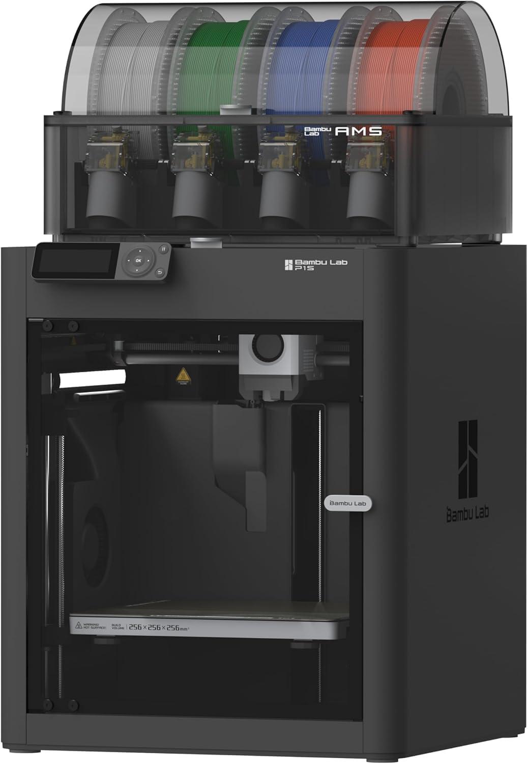 WOL3D Bambu Lab P1S Combo 3D Printer, Multi Color 3D Printing Machine, High Precision FDM 3D Printer, Speed 500mm/s, Built-in Camera, Build Volume 256x256x256 mm, Ready to Use 3D Printing Machine