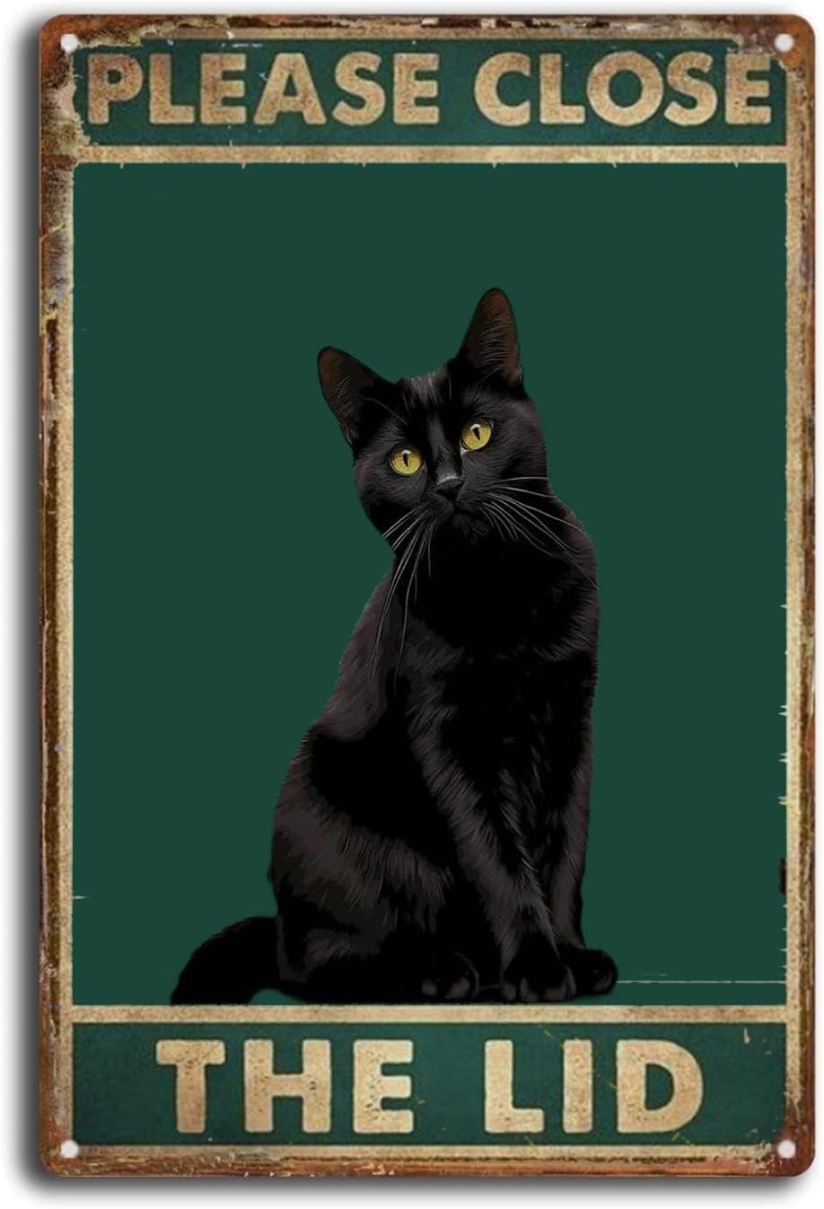 Djgkdb Tin Sign 023 Black Cat Please Close The Lid Bathroom Restroom Vintage Metal Sign Retro Toilet Paper Black Cat Poster,Aluminum 6X8 Inch