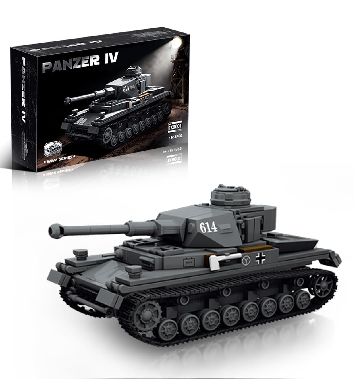 Tank Building Blocks Set, 653PCS Military Panzer IV Tank Building Kit, 1:35 WW2 Heavy Army Battle Tanks with Detailed Interior, Army Tank Construction Set, Military Historical Collection for Adults