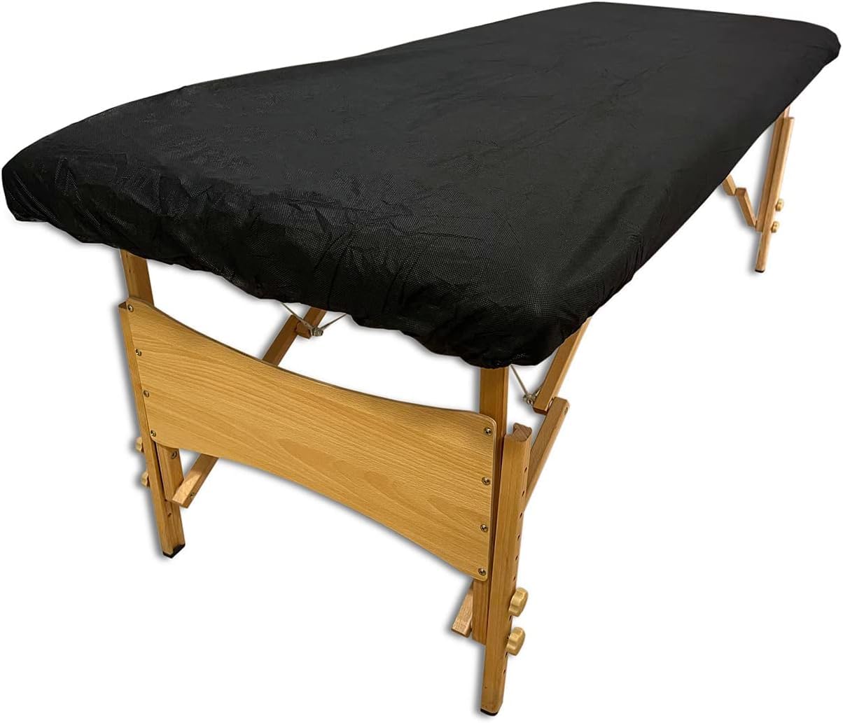 MUNTRADE Coprilettino Massaggio 220x95 cm Nero - 10 Pezzi - Lenzuolino con Angoli Elastici Usa e Getta per Estetica, Fisioterapia, Massaggi, Tattoo