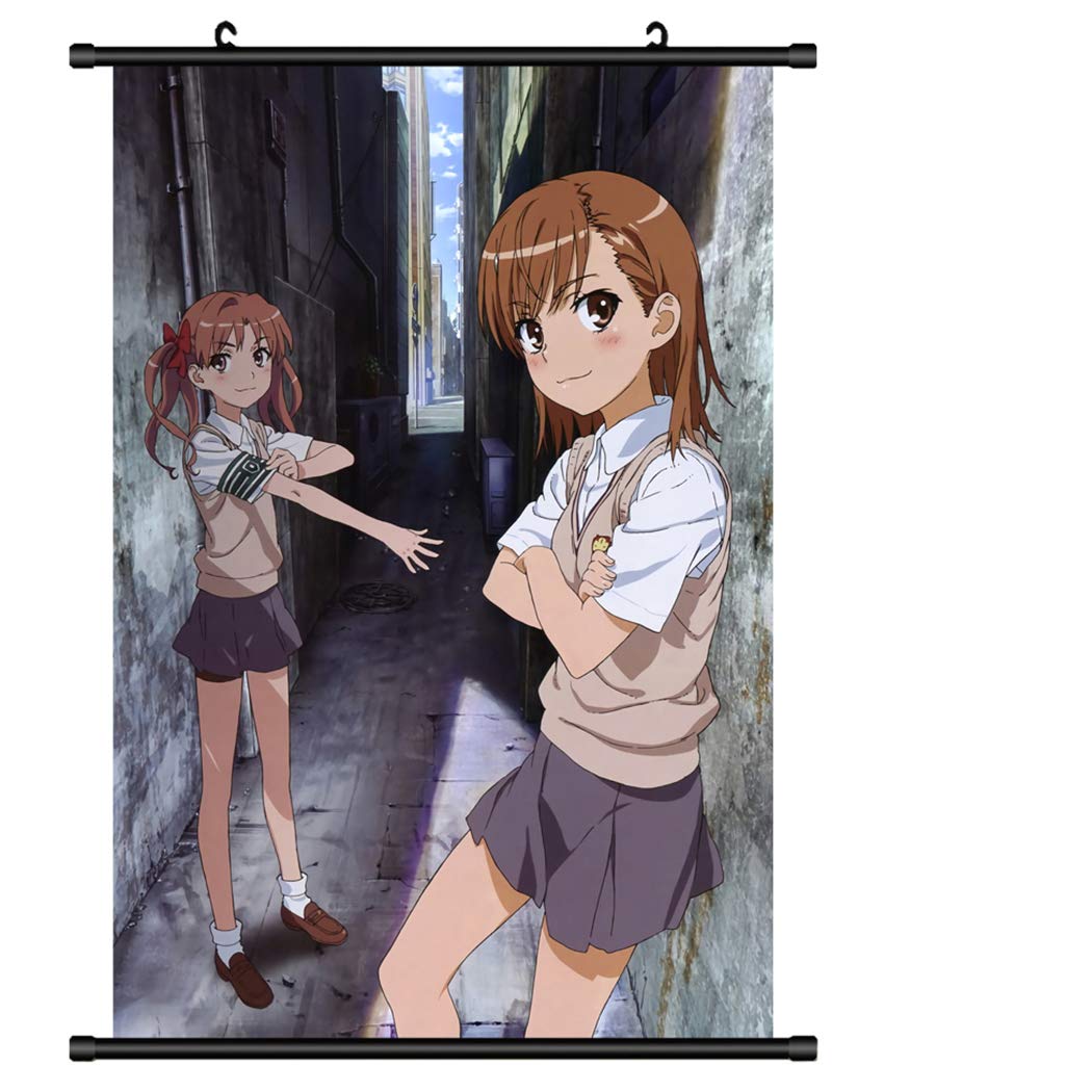 Anime Toaru Kagaku no Railgun Misaka Mikoto Scroll Poster, Japanese Animation Fabric Hanging Painting Scroll Painting Home Decor for Kids Teens Adults and Anime-Fans (Multi 11,60x90cm/24x36inches)