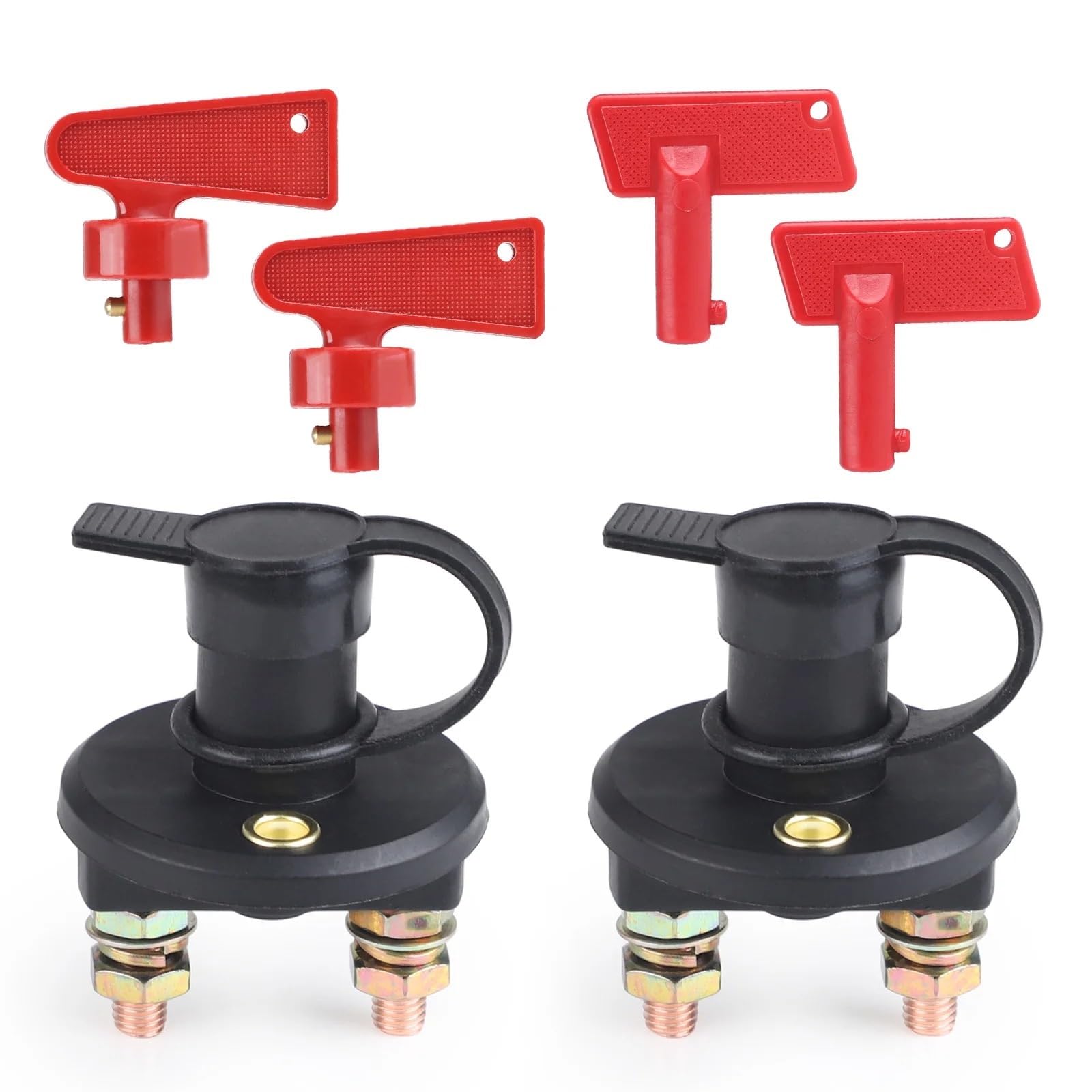 Interruttore principale della batteria tagliato da 2 pezzi 12V 24V con 4 tasti rossi Sezionatore isolatore 300A(SET A)
