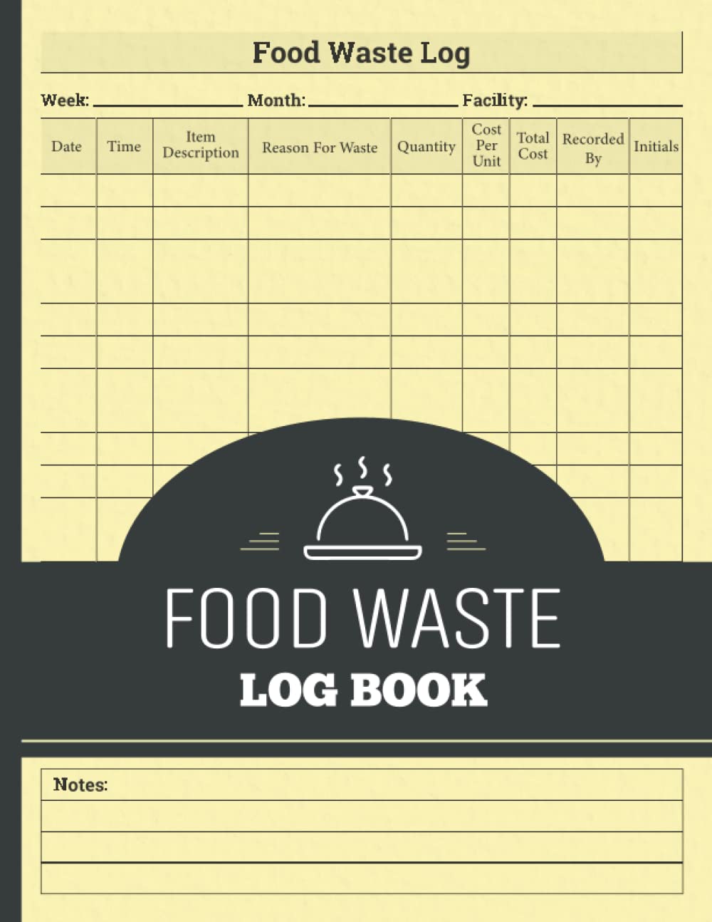 Food Waste Log Book: Restaurant Food & Drinks Waste Log Book | 9 Column Columnar Pad | Food Waste Tracker & Food Hygiene Record Book For Commercial Kitchen