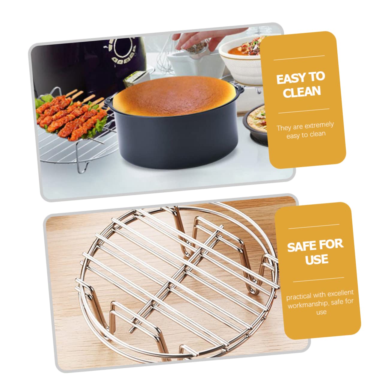 9-zoll Backform aus Edelstahl für Heißluftfritteusen, 1 Satz | Pizza und Kuchenform, Dampfgaraufsatz, Schwarz, Vielseitig und Sicher für Küche und Suppen