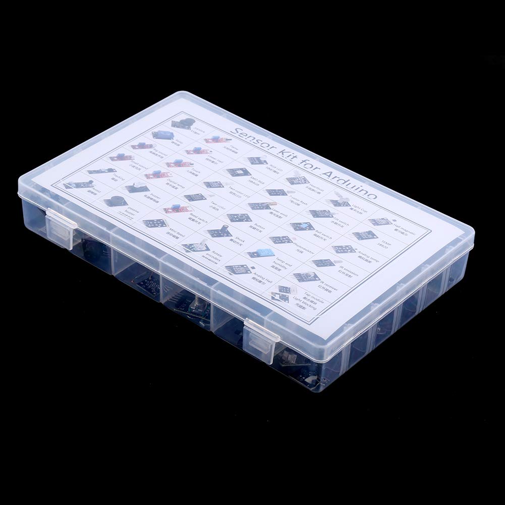Nikou Sensor Modules Kit, Kit di Moduli Sensore 37 in 1 Definitivo per Utenti MCU Education con Scatola Comodo Spazio di Archiviazione