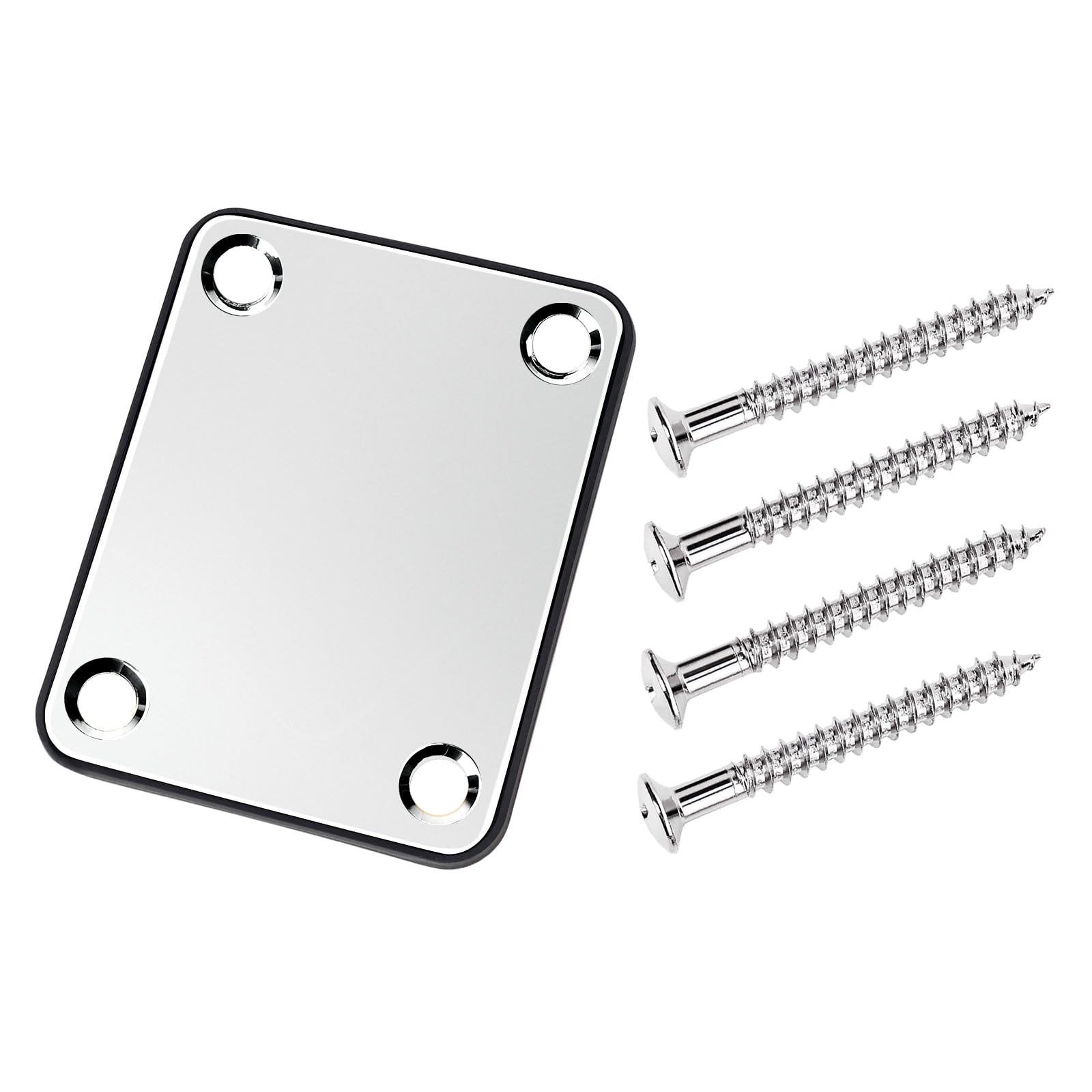 Banworks Neck Reinforcement Plate 4 Holes Rectangle Metal Guitar Neck Plate Neck Joint Back Mounting Plate for Fender Strat ST Tele Guitar Bass JT/JQB-01 Chrome - Image 4
