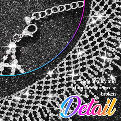 Nicute Rhinestone Choker Necklace Silver Crystal Necklaces Bling Wedding Prom Necklace Jewelry for Women4