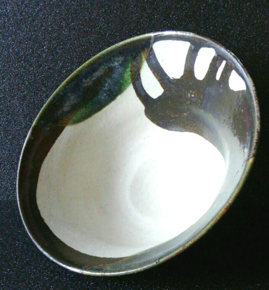 Amazon.co.jp: 織部焼 日展作家 谷口祥八作 織部釉 大振り 抹茶 茶碗