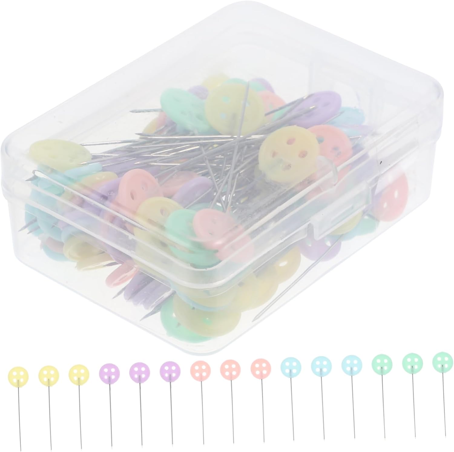 100pcs Decorative Button Design Sewing Pins Straight Head Pins for Easy Insertion for Quilting Crafting and Dressmaking Projects Mixed Colors
