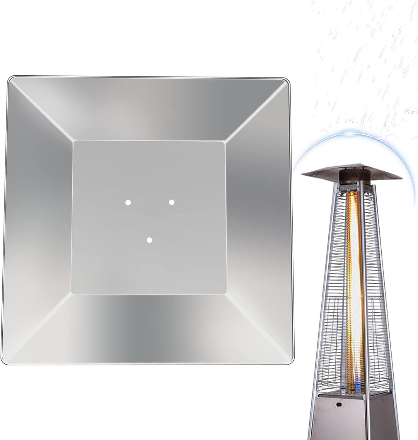 Patio Heater Replacement Dome - Square Replacement Parts for Outdoor Heaters with 3 Holes Pre-Drilled - Durable Heat Deflector for Campfires, Patio Accessories