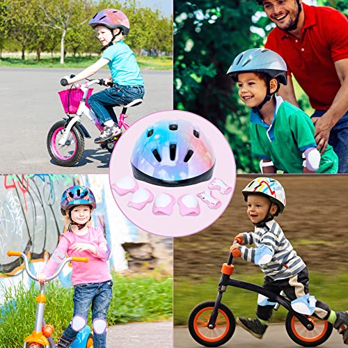 Fikomash Kids Helmet Adjustable Toddler Bike Helmet Pad Set For 3-5-8 Years Boys Girls With Knee And Elbow Pads Wrist Guards For Skateboard Skating Roller Skates Bicycle Protective Gear Set #TOP6