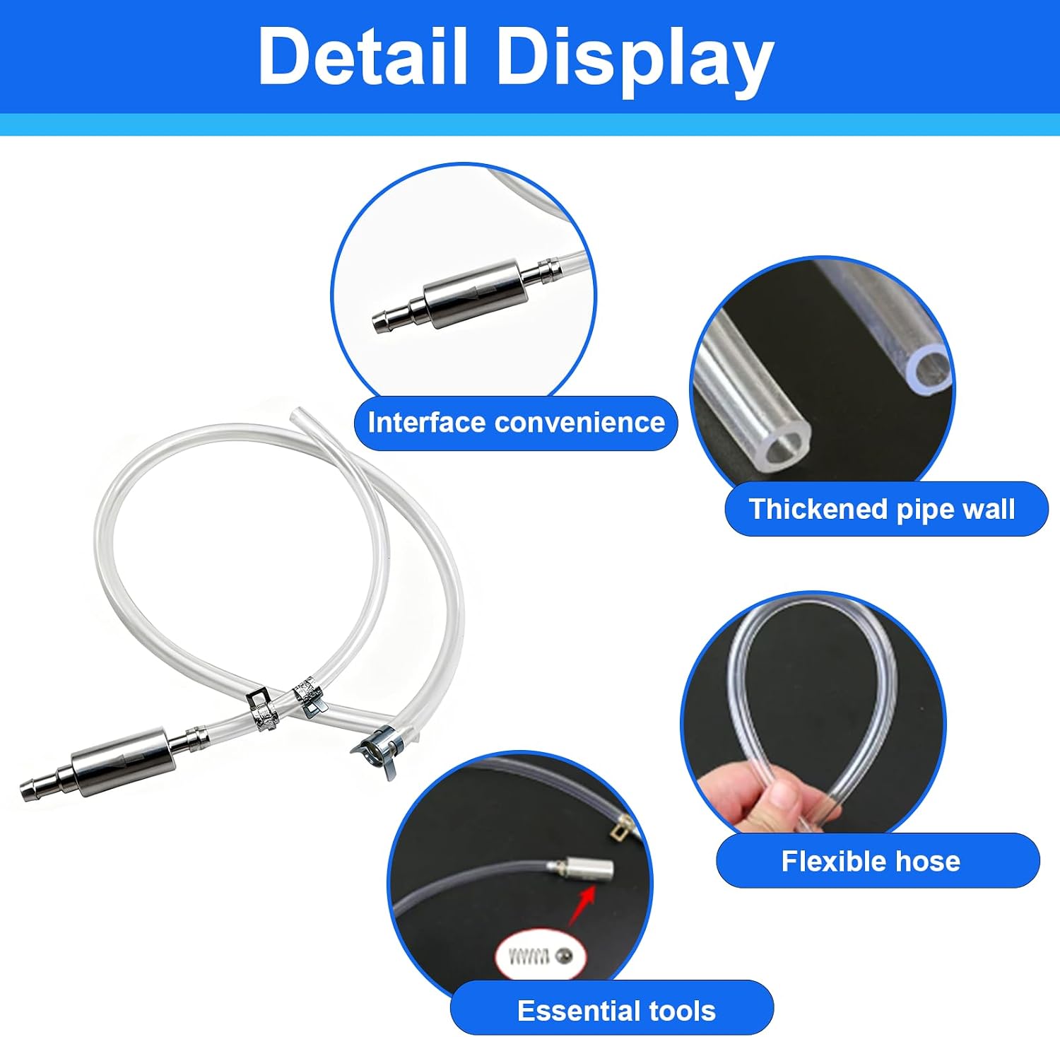 5 Sets Brake Bleeder Hose Kit with One-Way Check Valve, One-Person Brake Bleeding Tool for Car, Motorcycle, Bikes & Clutch Systems, Equipped with Clamps and Dust Caps