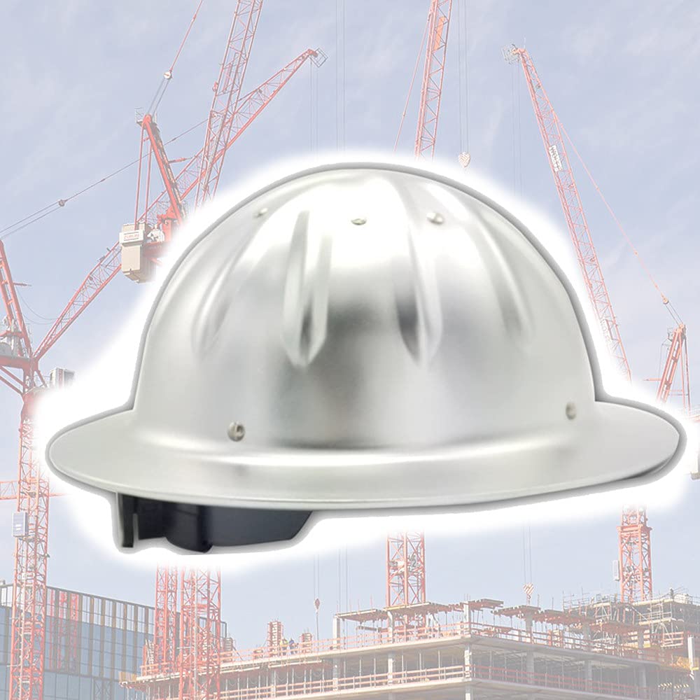 Casco di Sicurezza, Elmetto da Lavoro Elmetto Elmetto in Lega di Alluminio Casco ad Alta Resistenza Fibbia Rivetto a 4 Punti per Casco da Costruzione Top Brace Alluminio Duro