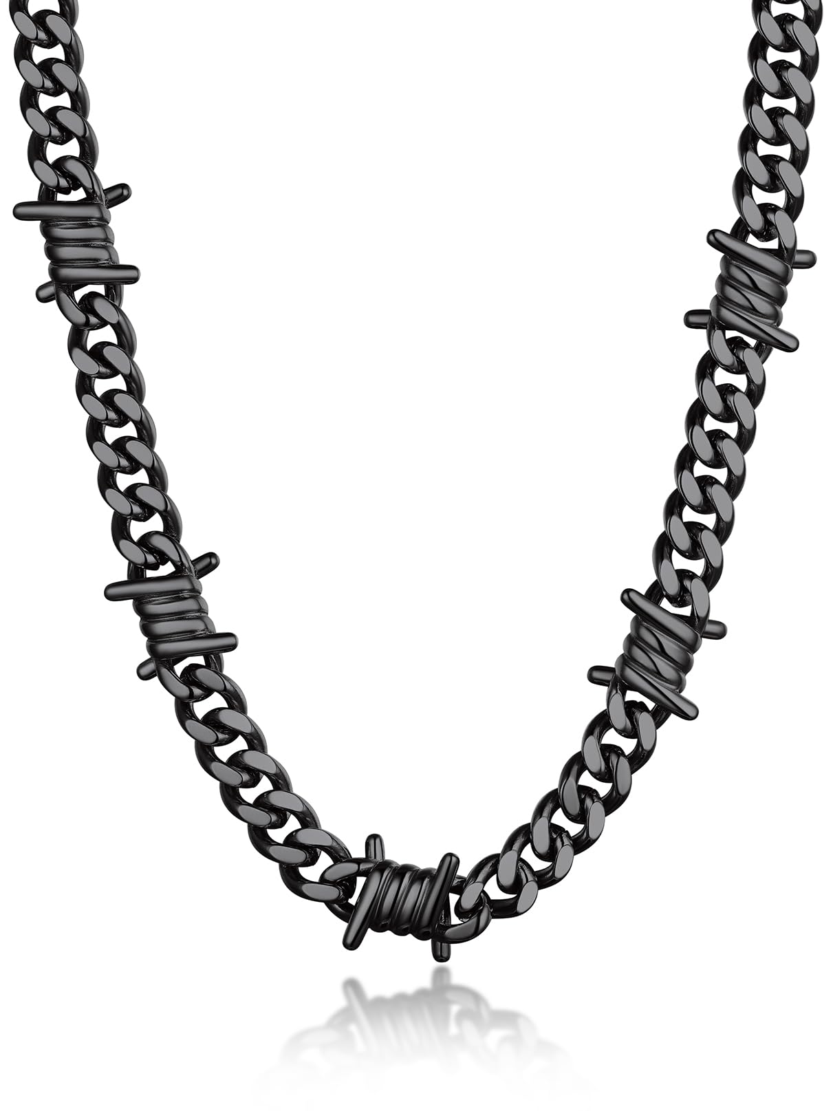 Bandmax Chaîne Homme Acier Inoxydable Épines de 40/45/50/55cm de Longueur, Chaîne Cubaine Gothique de 5/7/9/12 mm de Largeur, Collier Hip Hop pour Anniversaire