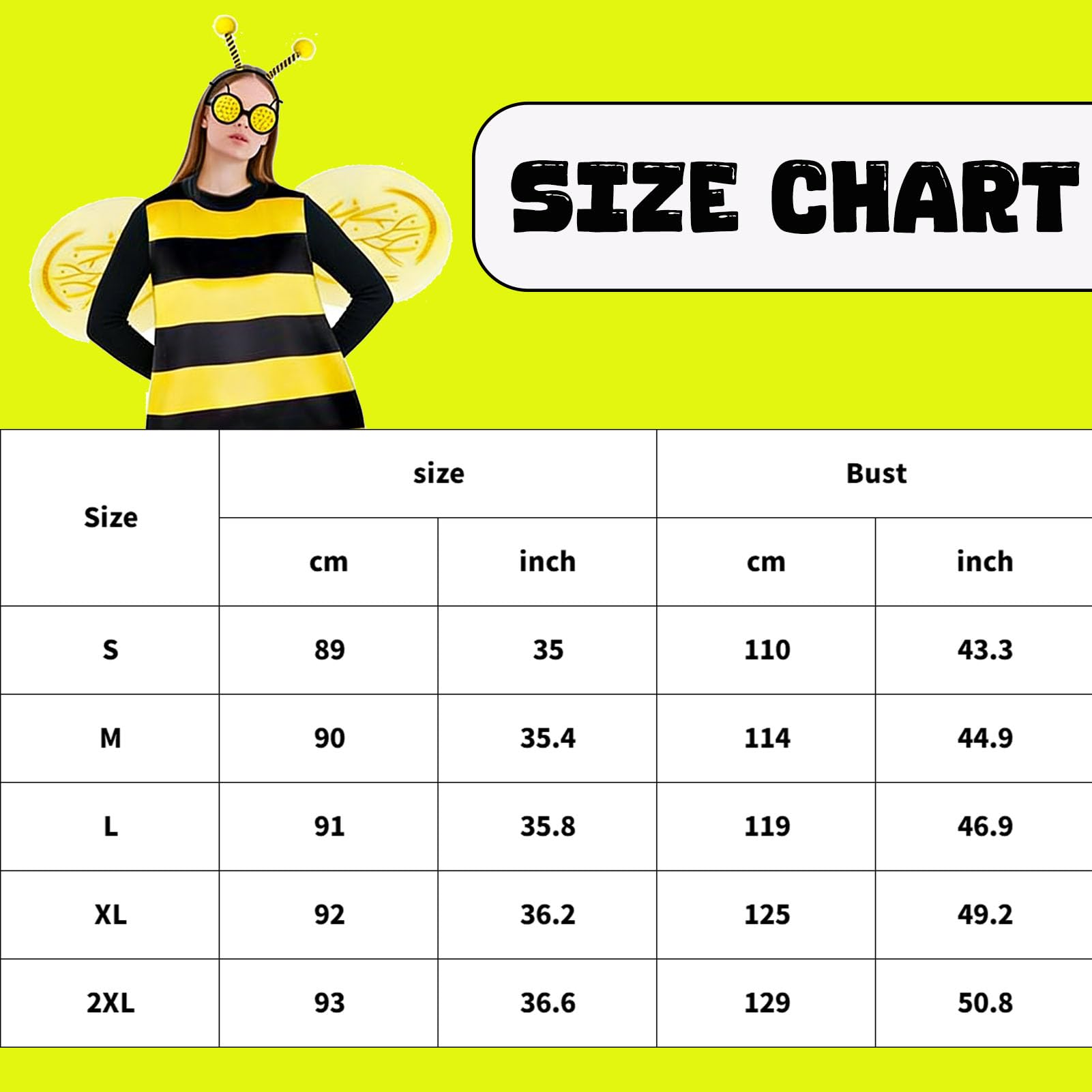 FCYQSD Bee Costume Set for Adults Bee Costume for Women Carnival Halloween Cosplay Party (XL), Blue - Image 2